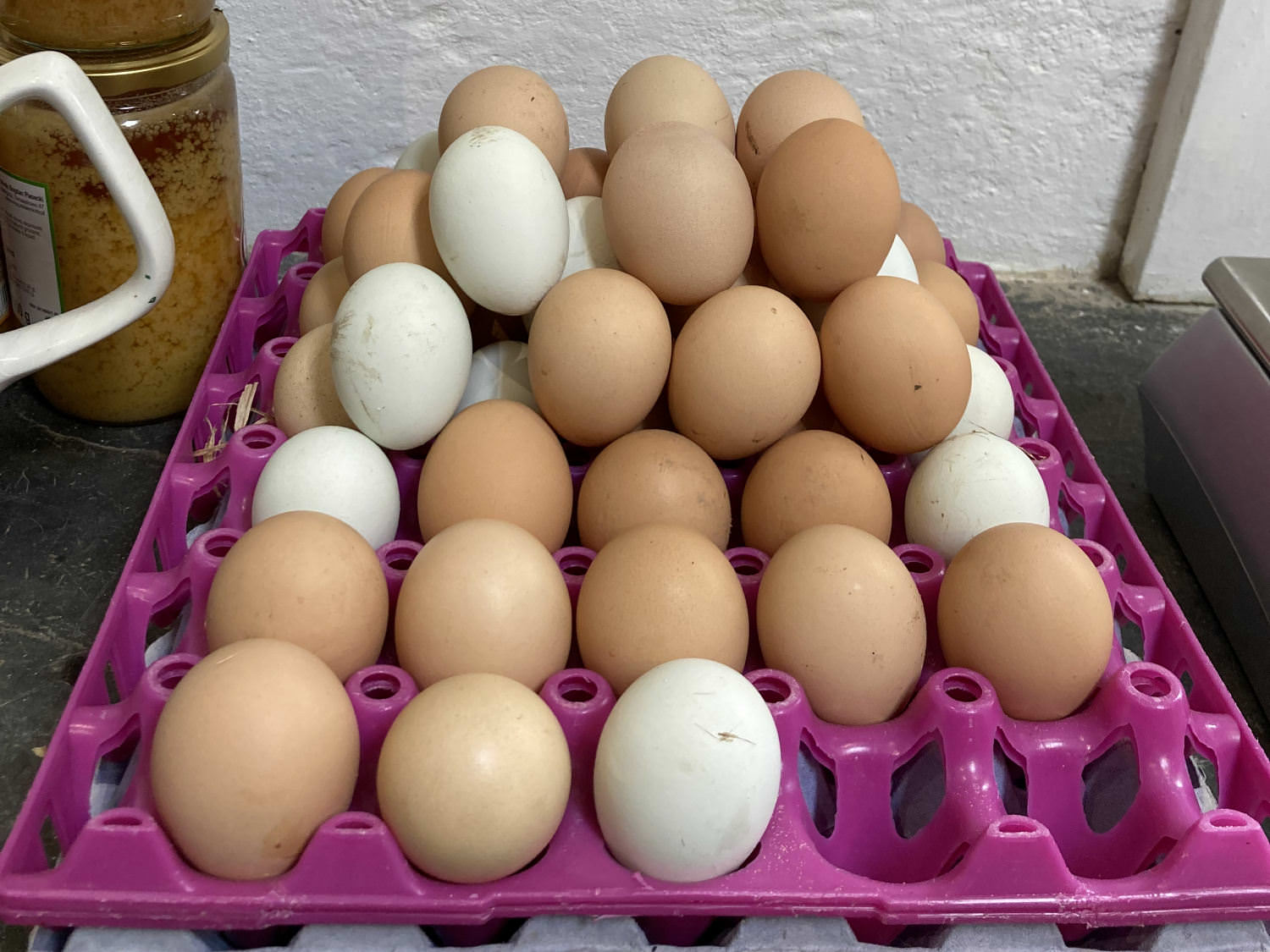 Image showing a large tray of fresh, free-range eggs.