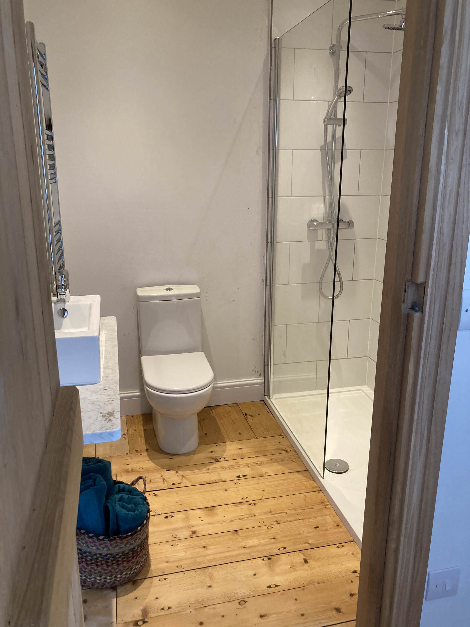 Image showing a shower room and toilet.